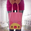 HQ-36-RABBIT 9.5 x 10.6 x 2.1 in. Pretty Rabbit - Embroidered Applique Kids Fabric Art Tote Bag & Shopper Bag