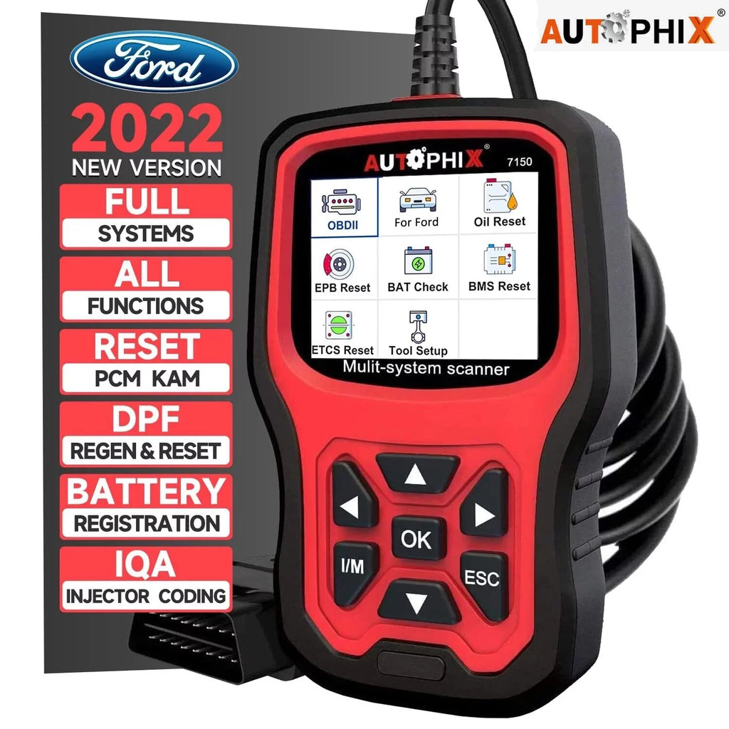 AUTOPHIX 7150 OBD2 Scanner Code Reader All Systems Automotive Diagnostic Scanner ABS Battery TPMS Reset for Ford