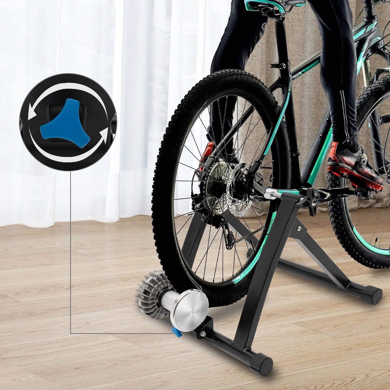 Portable Bike Trainer Stand Indoor Bicycle Trainer Stand Training Rack 26-29 700C Bike 900W Black