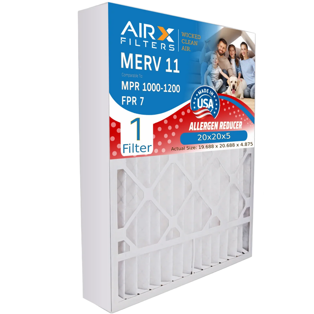 20x20x5 Air Filter MERV 11 Comparable to MPR 1000, MPR 1200 & FPR 7 Compatible with Air Bear 259112-103 Premium USA Made 20x20x5 Furnace Filter 1 Single Filter by AIRX FILTERS WICKED CLEAN AIR.