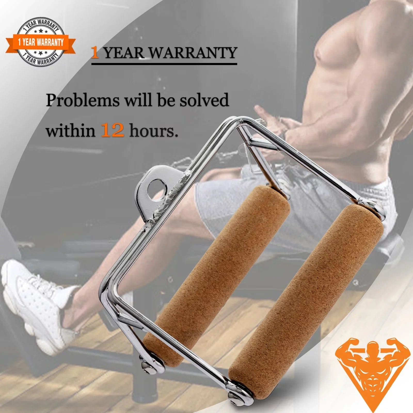 Ymam.Light V Row Double D Handles, Tight Grip Row Handle, Pulldown Handle Attachment Natural Cork Handles Non-Slip For Home Gym Cable Machine