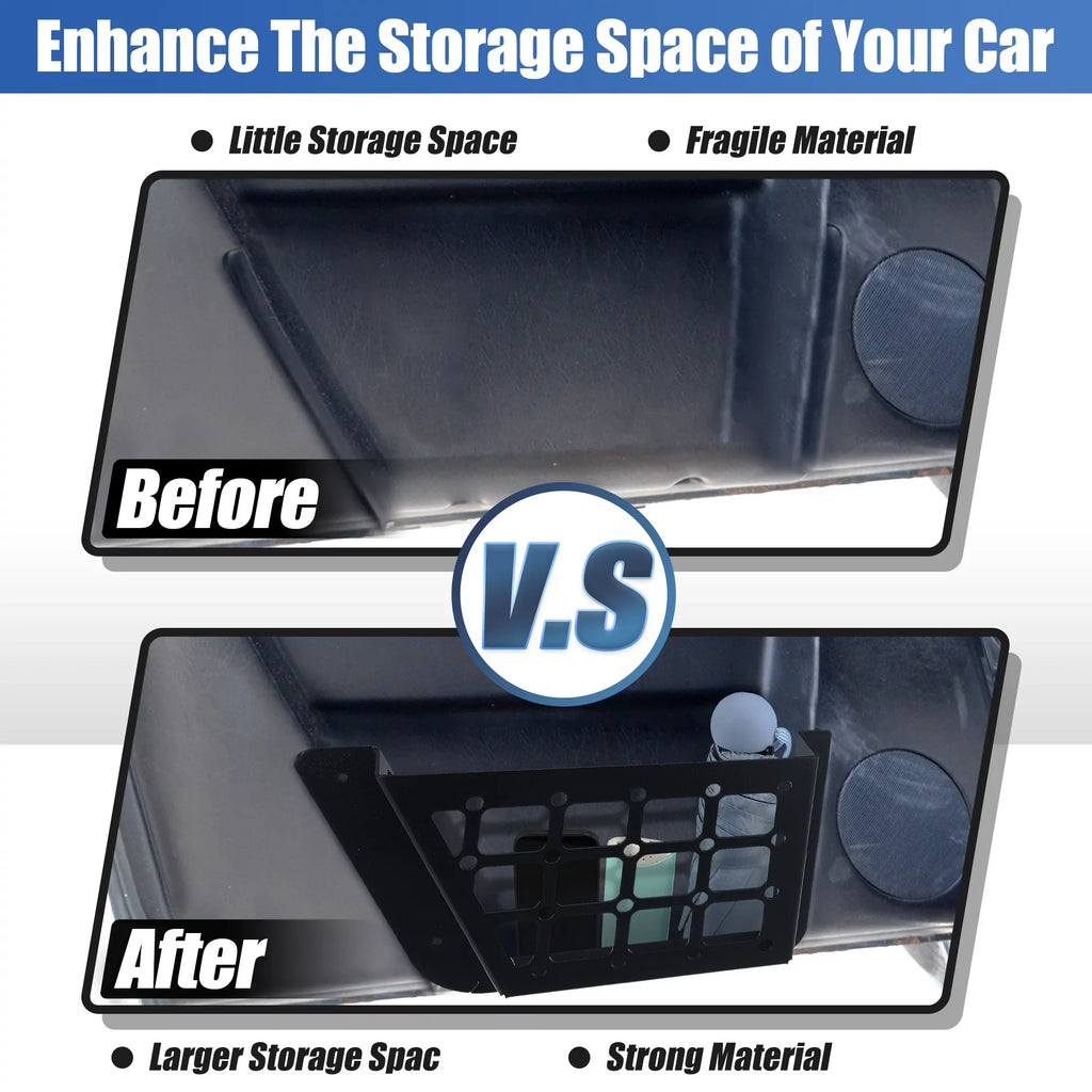 Unique Bargains 1Set Rear Door Net Pocket Storage Box Organizer Tray for Ford Bronco 2021 Metal Black