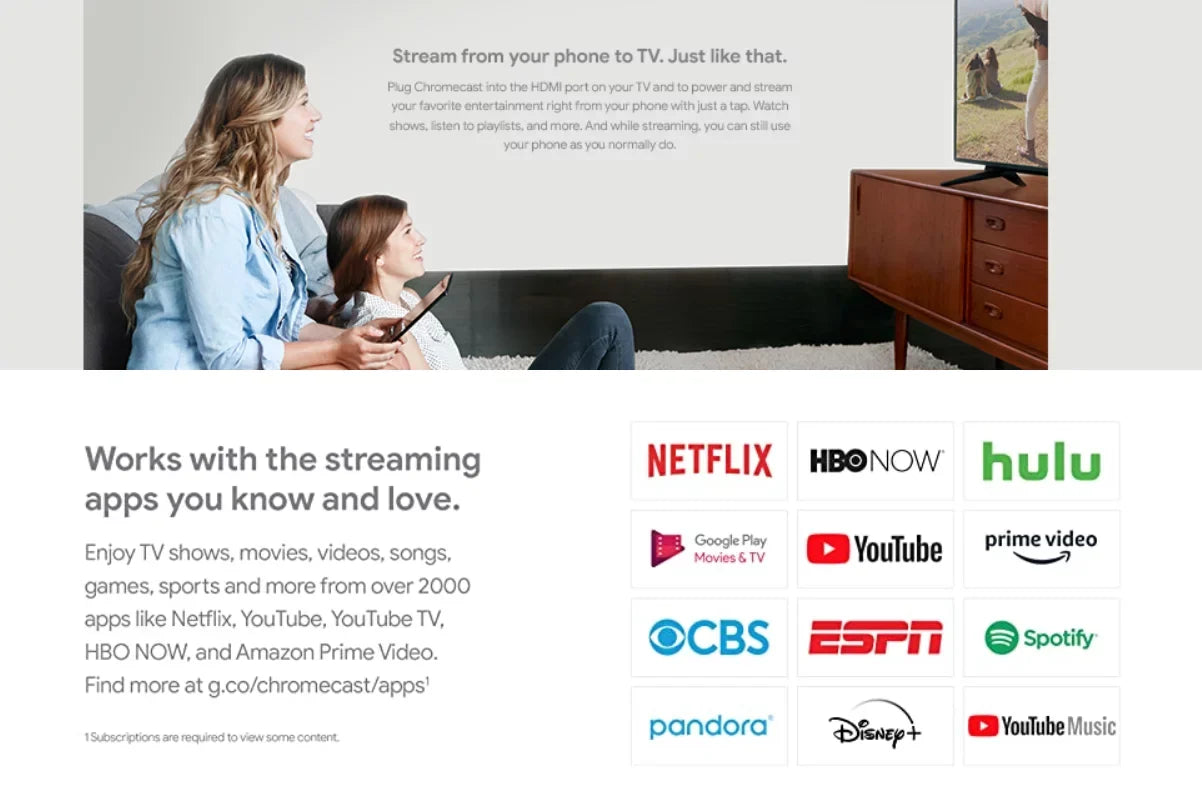Chromecast 3rd Generation (5-Pack ) GA00439-US Streaming on your TV from all your family’s devices Up to 1080p 60fps