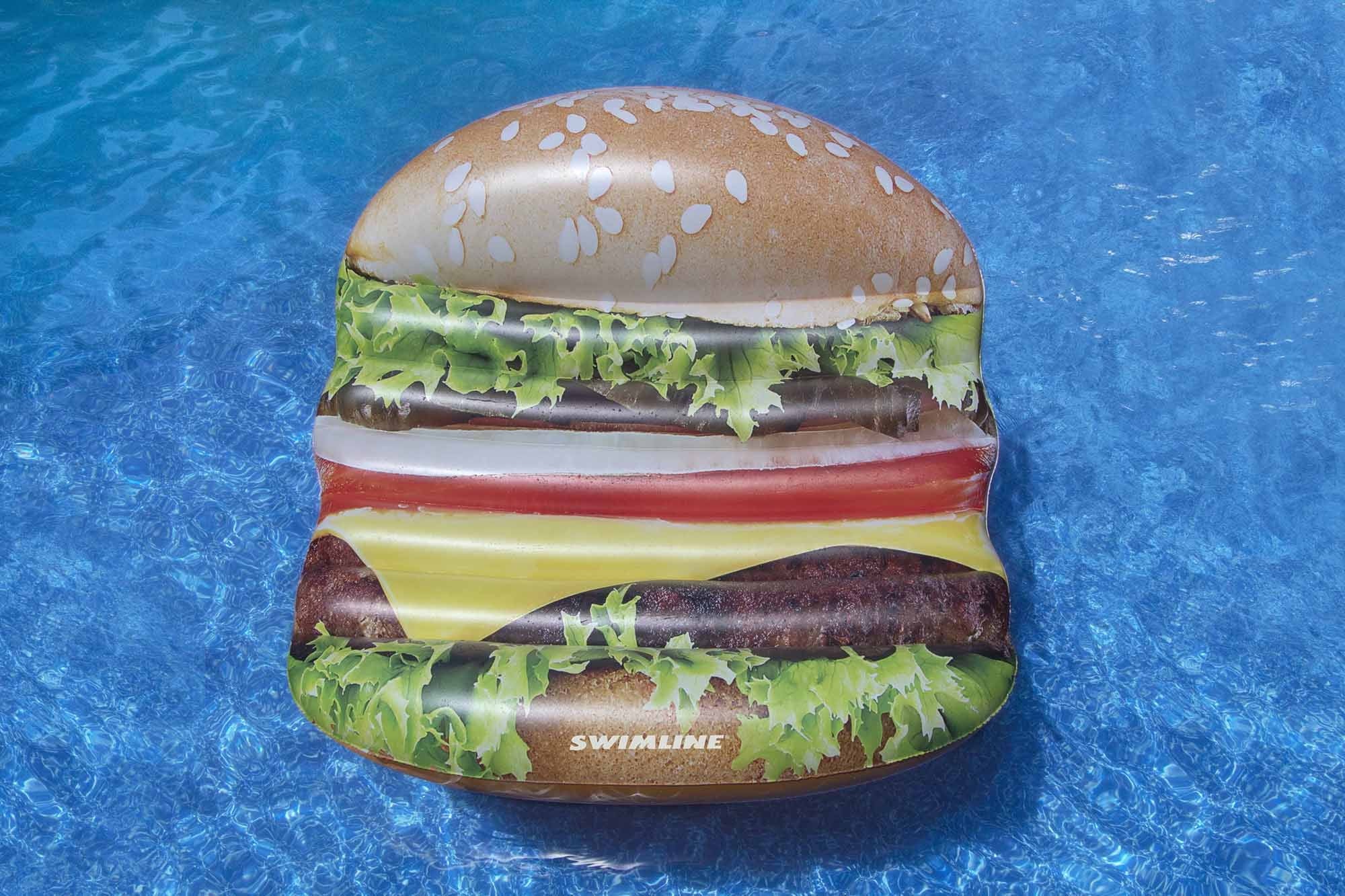 InfLatitudeable Brown Cheeseburger Deluxe Island Swimming Pool Float 60-Inch