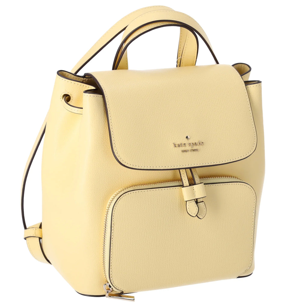 Kate Spade Kristi Refined Grain Leather Medium Flap Backpack Butter Yellow