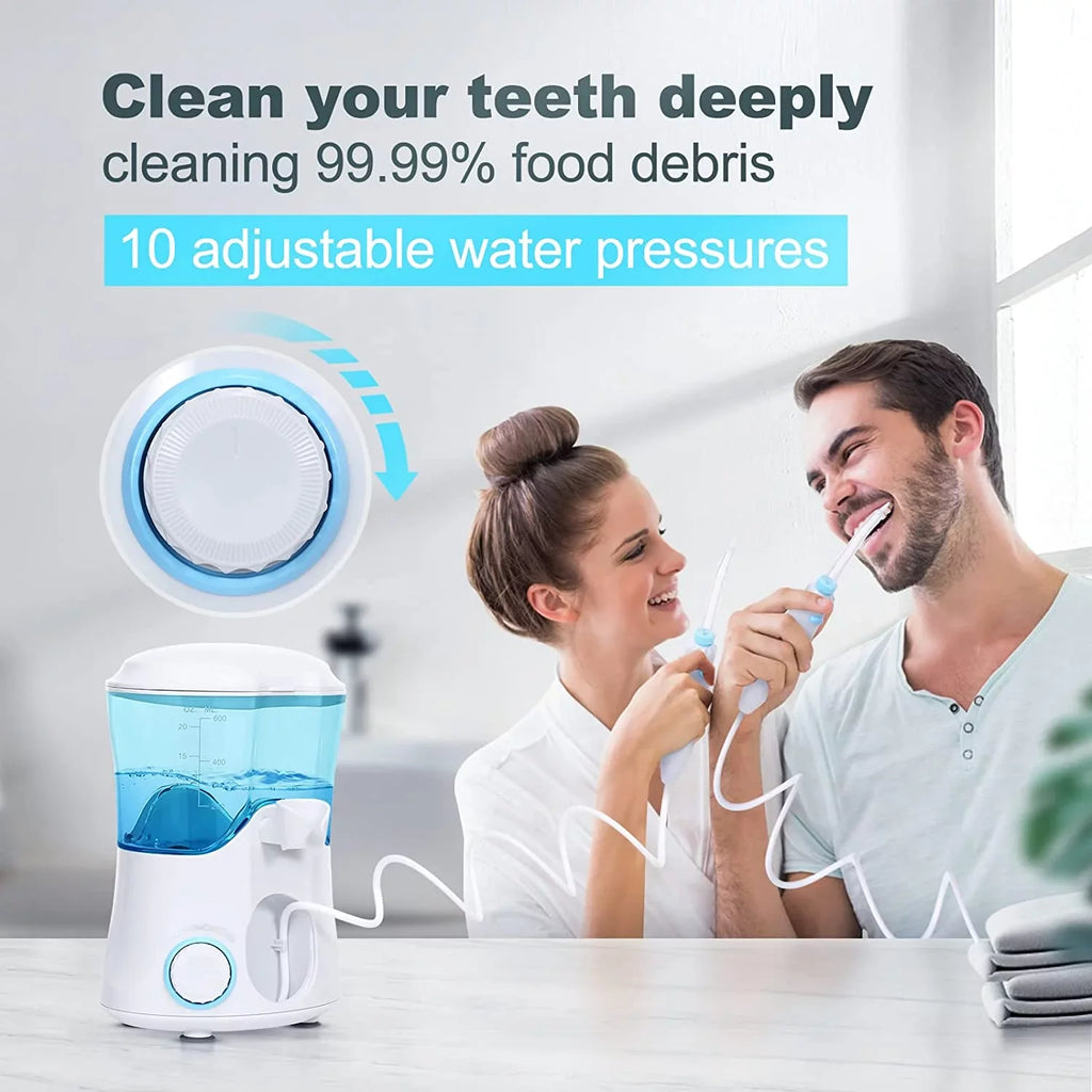 Homgeek Water Flosser for Braces Teeth Cleaner Dental Water Teeth 10 Adjustable Pressure with 7 Multifunctional Tips White