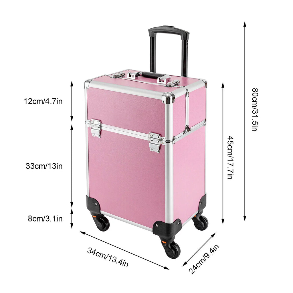 Miumaeov 4-Tier Professional Rolling Makeup Train Case Cosmetic Trolley Makeup Storage Organizer with Wheels