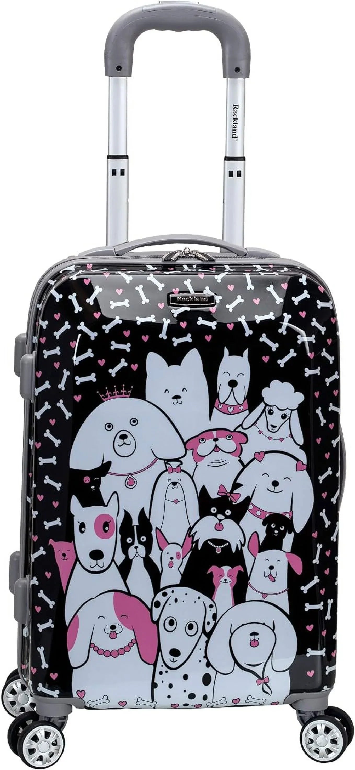 Open Box Rockland Vision Hardside Spinner Wheel Luggage Carry-On 20" - PUPPY/ MULTICOLOR