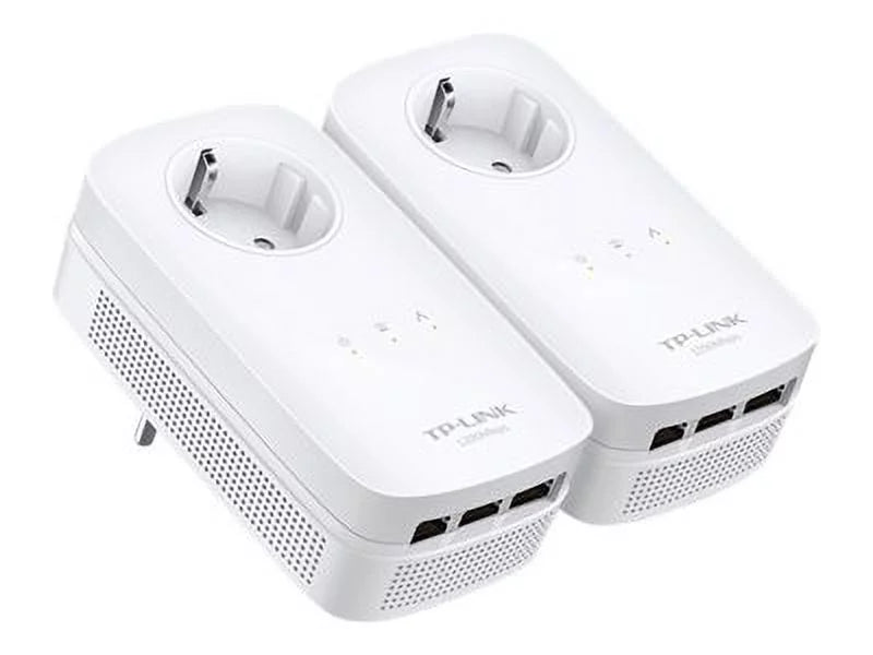 TP Link AV1200 3 Gigabit Port Pass Through Power Line Adapter Home Starter Kit