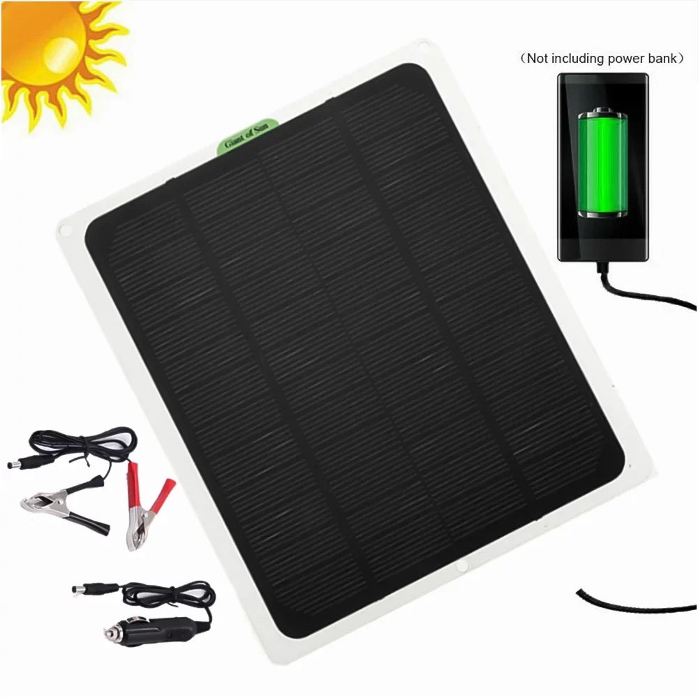 DFITO 22W Solar Panel,12V/5V Trickle Charger Battery Charger Kit W/ 2x Alligator clip,1x Cigarette lighter,2 Carabiners,1 mountaineering bag,1 Fast Charger,Maintainer Boat RV Car