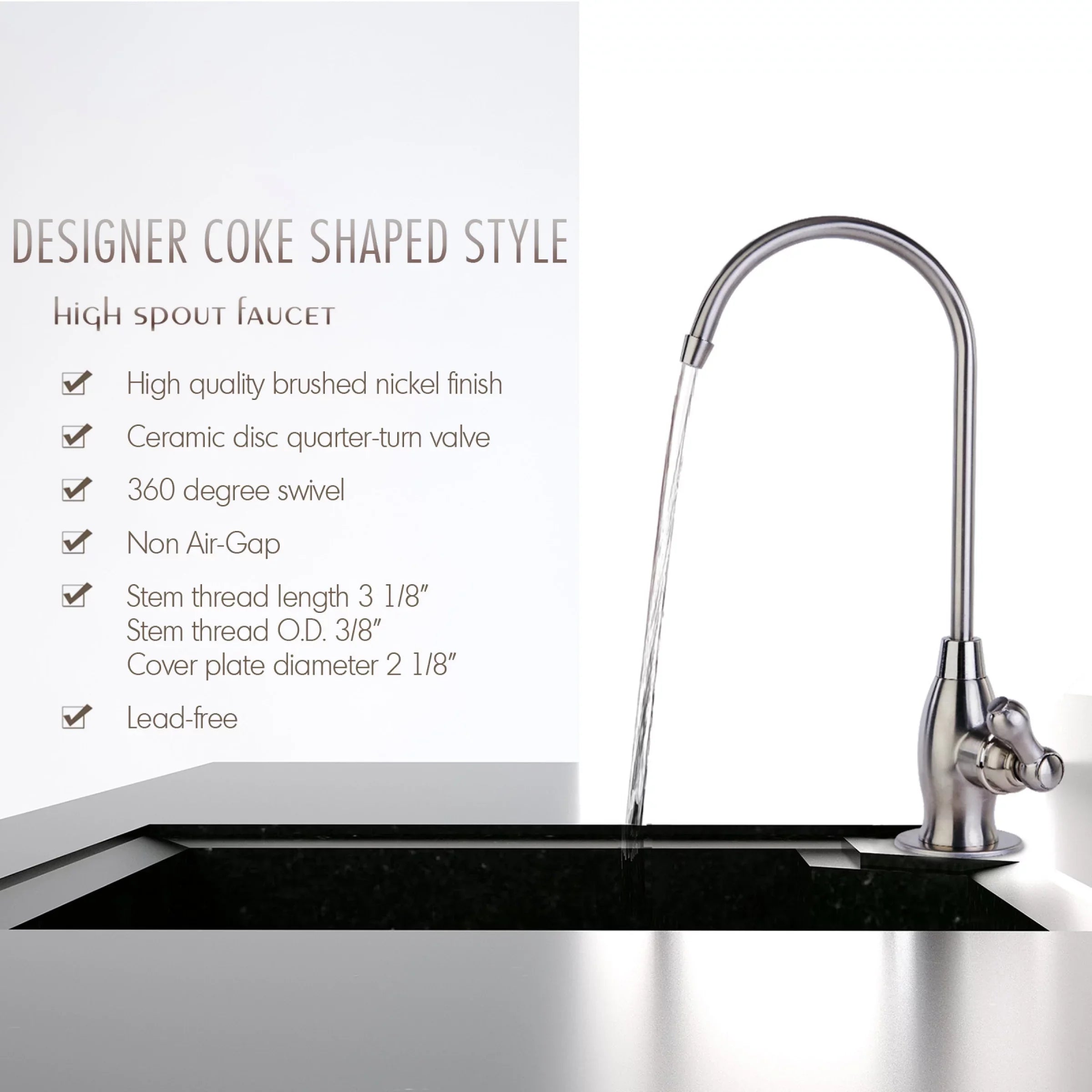 iSpring GK1-AW Heavy Duty Reverse Osmosis, High Spout Kitchen Bar Sink Drinking Water, Contemporary RO Faucet, Antique Wine