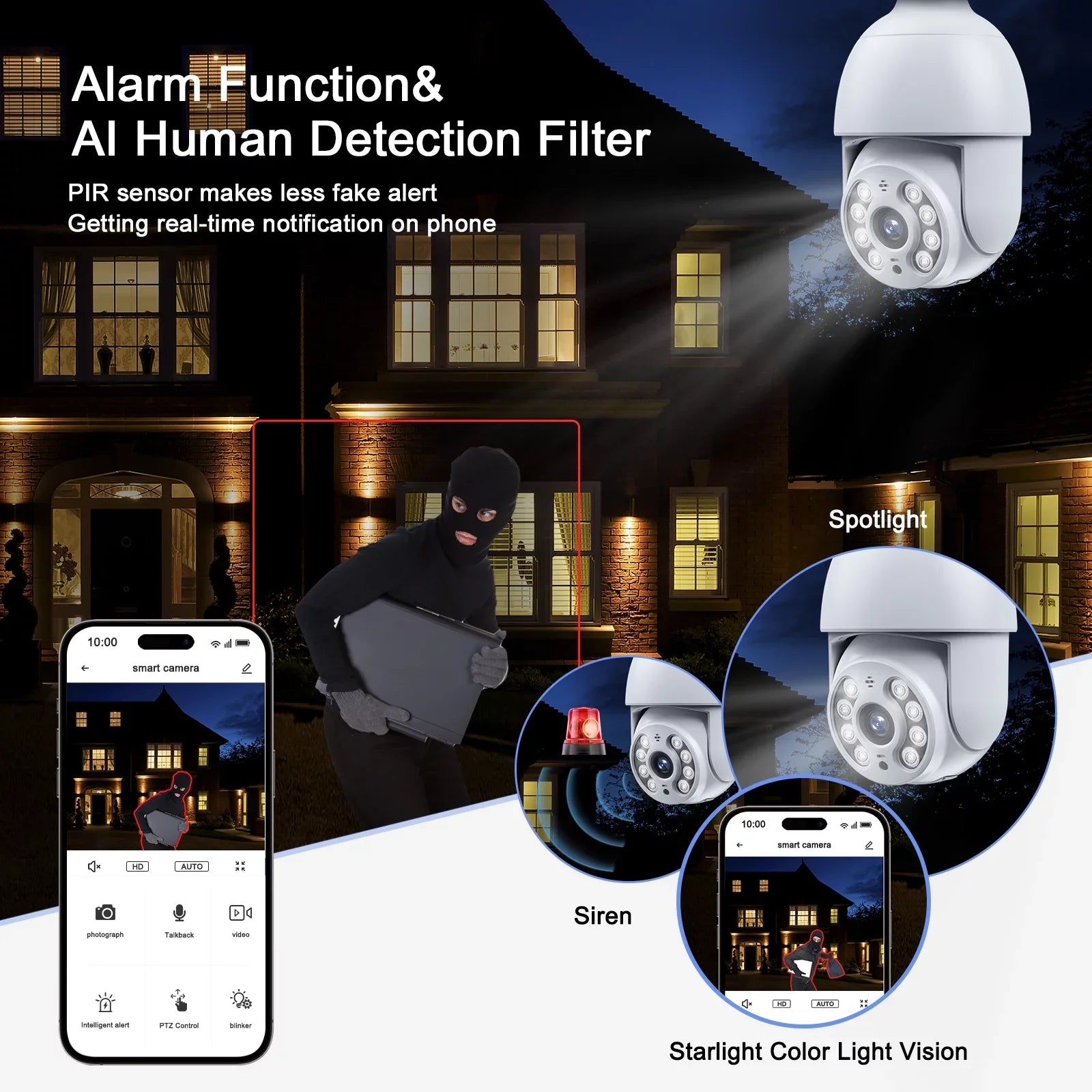 Toguard 2 Packs SC30 2K/4MP WiFi Light Bulb Security Camera Outdoor Indoor PTZ Wireless Dome Surveillance Camera