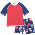 Millie Loves Lily Male Red Popsicles Short-Sleeve Rashguard Swimsuit Set UPF 50, Size 2T-10