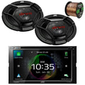 JVC KW-V960BW Double DIN AM/FM Radio Dual USB Bluetooth CD/DVD Player Car Receiver Bundle Combo with 2x 6x9" 3-Way Coaxial 500 Watts Max Power Automotive Car Audio Speakers and 16G Speaker Wire