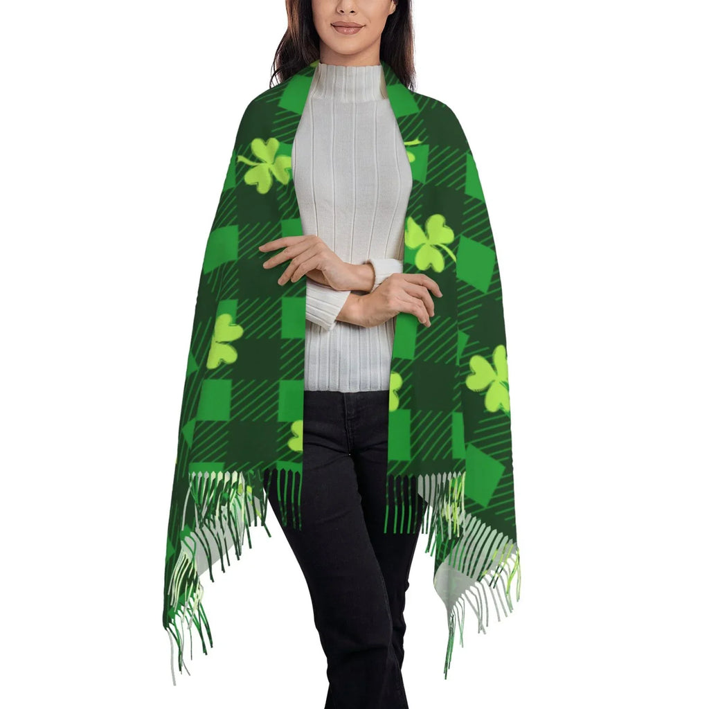 Bingfone Soft Cashmere Feel Scarf For Women Elegant Art Print Winter Warm Scarves Large Shawl Wrap Gifts- Happy St. Patrick's Day5