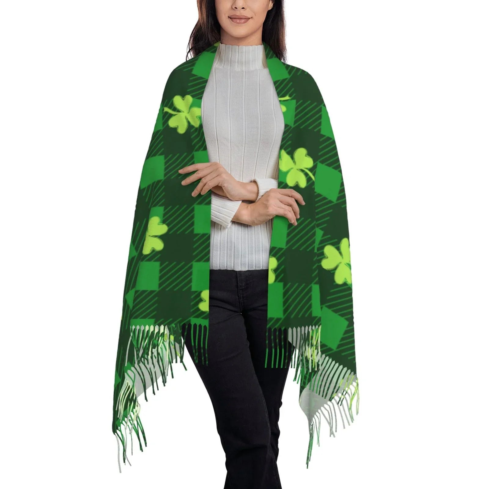 Bingfone Soft Cashmere Feel Scarf For Women Elegant Art Print Winter Warm Scarves Large Shawl Wrap Gifts- Happy St. Patrick's Day5