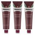 Proraso Shaving Soap Cream Sandalwood Shea Butter Sapone Da Barba in for Coarse Beard 150ml tube - RED 3 Pack