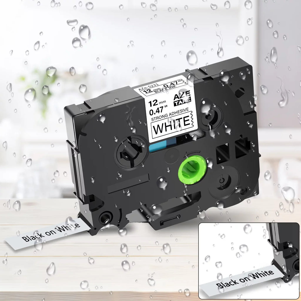 GREENCYCLE 40PK Compatible for Brother P-interactive Black on White 12mm TZ TZe TZe-S231 TZ-S231 TZe-231 TZ-231 Extra Strength Laminated Label Tape