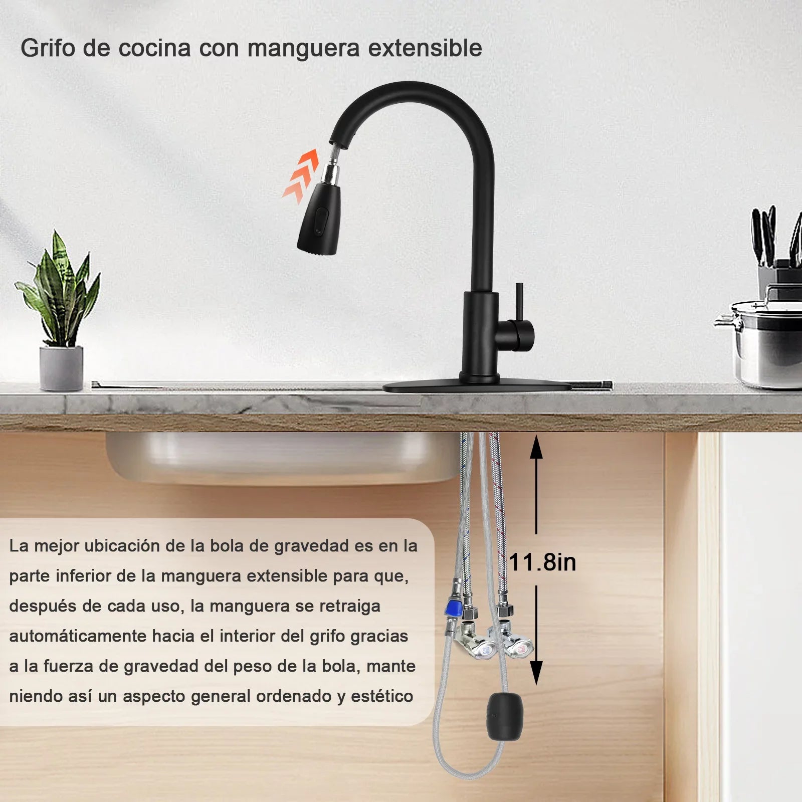 Kitchen Faucet with Pull Down Sprayer, High Arc Single Handle Kitchen Sink Faucet with Deck PLatitudee, Commercial Modern Stainless Steel Kitchen Faucets for Kitchen, RV, Bar, Silver