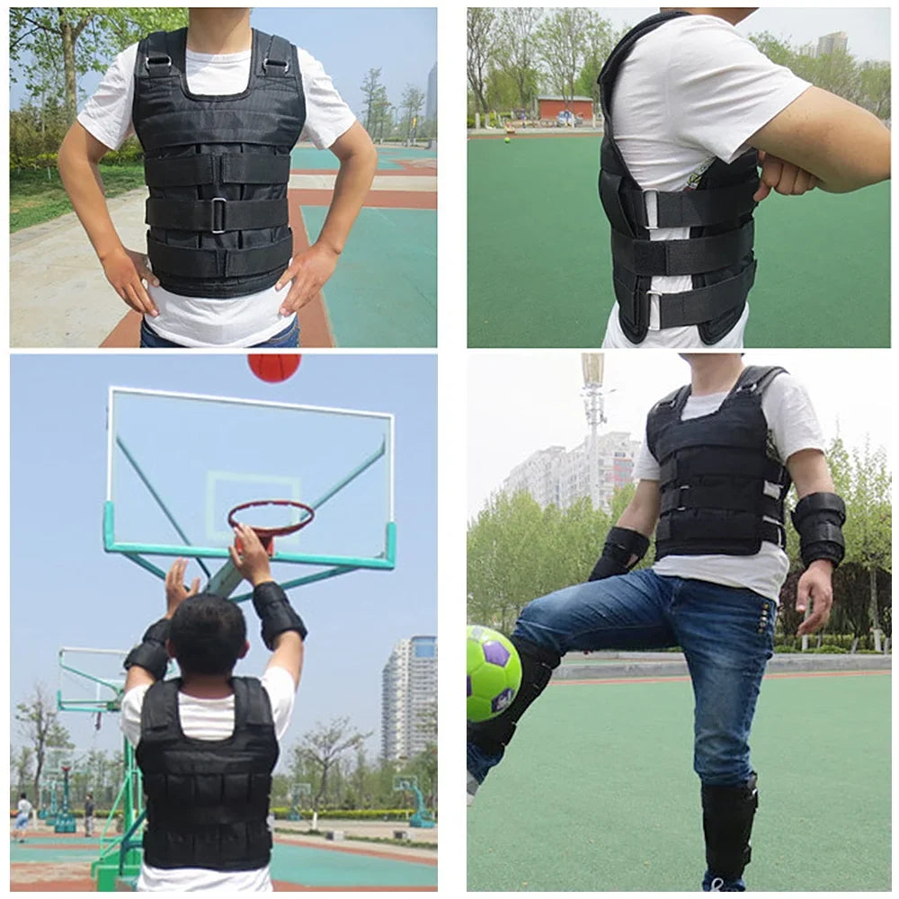 Walmeck Waistcoat, Adjustable Weighted Vest for Strength Training , 50kg Max. Load (Empty), Oxford Exercise Weight Loading