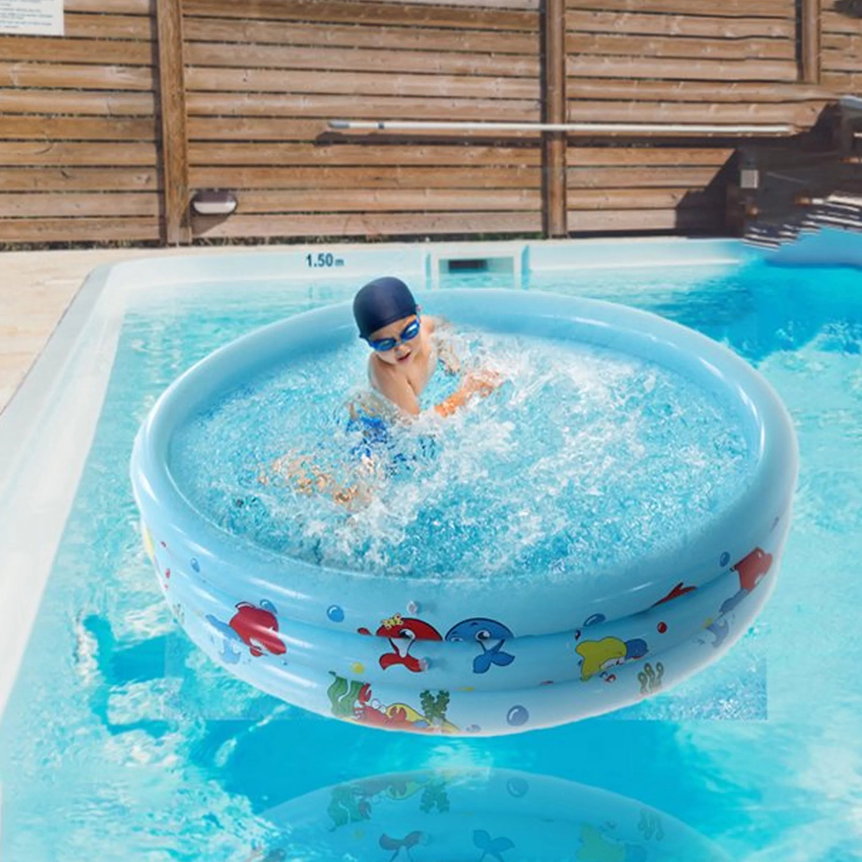 59" InfLatitudeable Baby Swimming Pool,Round Portable Child Little Pump Pool,Kiddie Paddling Pool Indoor&Outdoor Toddler Water Game Play Center for Kids/Girl/Boy,Summer Saving