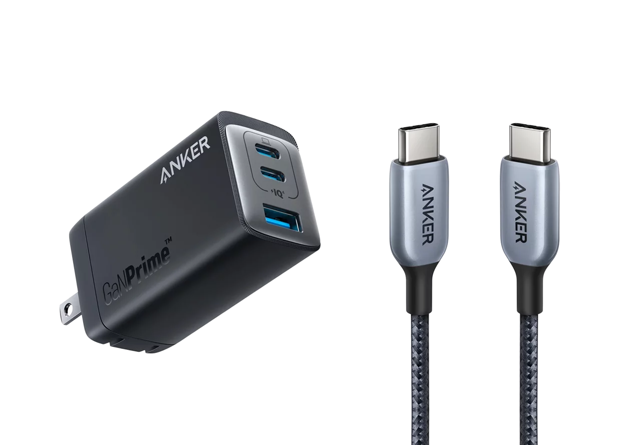 Anker 735 Fast Charger (GaNPrime 65W) with USB-C to USB-C Cable