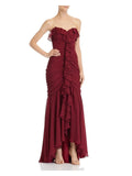 JILL STUART Womens Burgundy Sweetheart Neckline Full-Length Evening Hi-Lo Dress 2