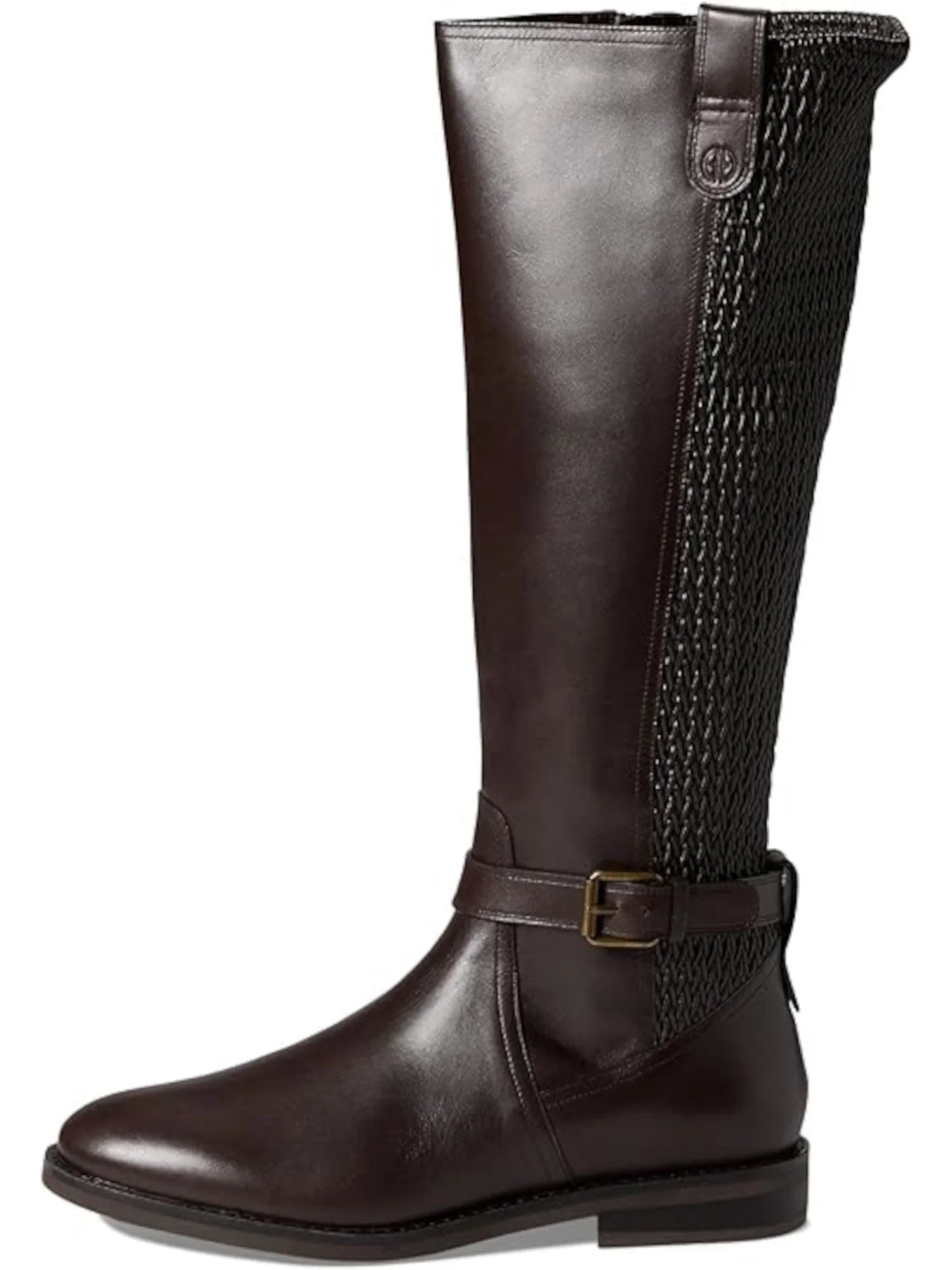 COLE HAAN Womens Brown Goring Buckle Accent Padded Cape Round Toe Block Heel Zip-Up Leather Riding Boot 8 B