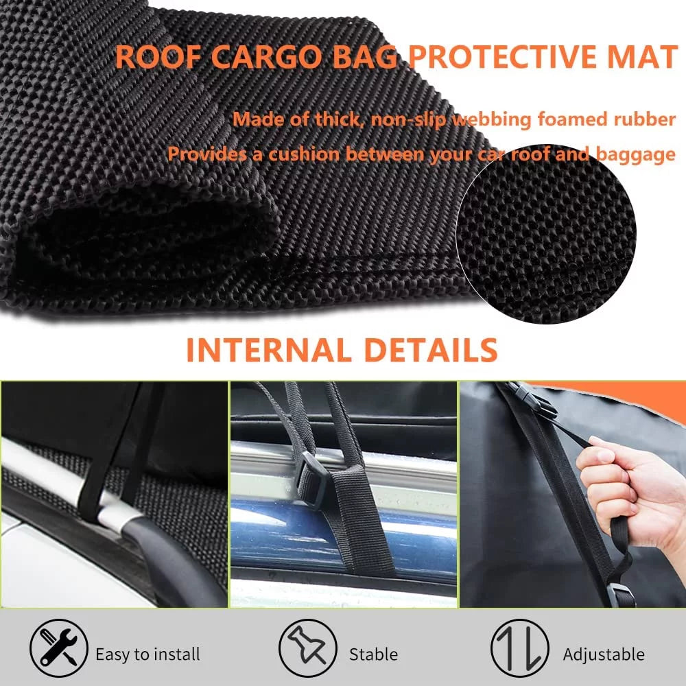 LUCKUP Roof Rack Car Cargo Carrier Bag,18.5 Cubic Ft Rooftop Box, Waterproof &Durable with Anti-Slip Mat, Heavy Duty Wide Straps and Buckles, Compatible for All Car Models (Black & Orange)