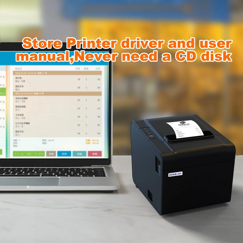 RONGTA POS Printer, 80mm USB Thermal Receipt Printer, Restaurant Kitchen Printer with Auto Cutter Support Cash Drawer,USB Serial Ethernet Interface Optional for Windows/Mac/Linux (RP326)