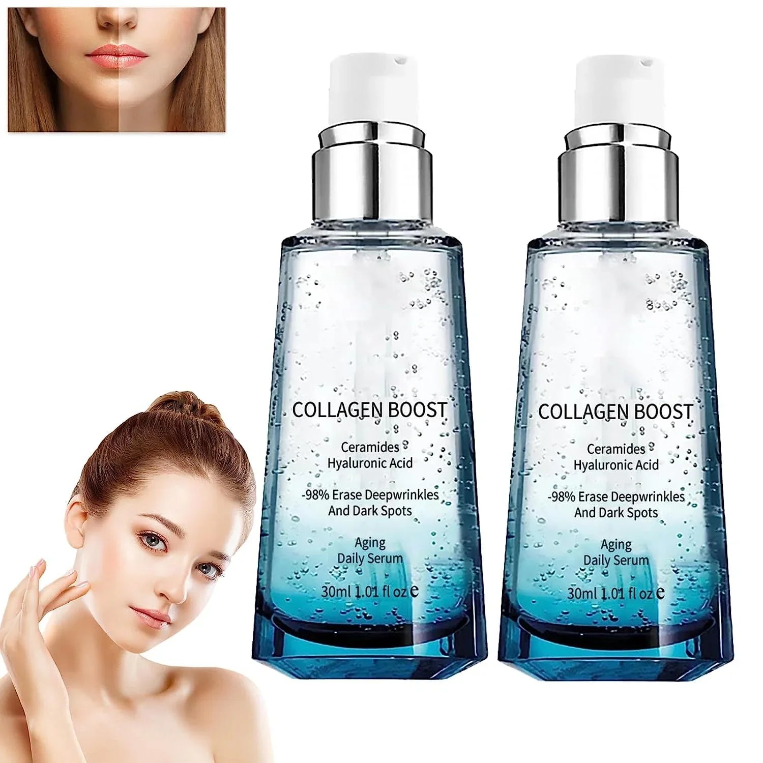 Advanced Collagen Boost Anti Aging Serum,Hyaluronic Acid Serum for Face Anti Aging,Collagen Boost Anti Aging Serum,Anti Aging Collagen Serum for Face,Firm Skin&Reduces Wrinkles for All Skin
