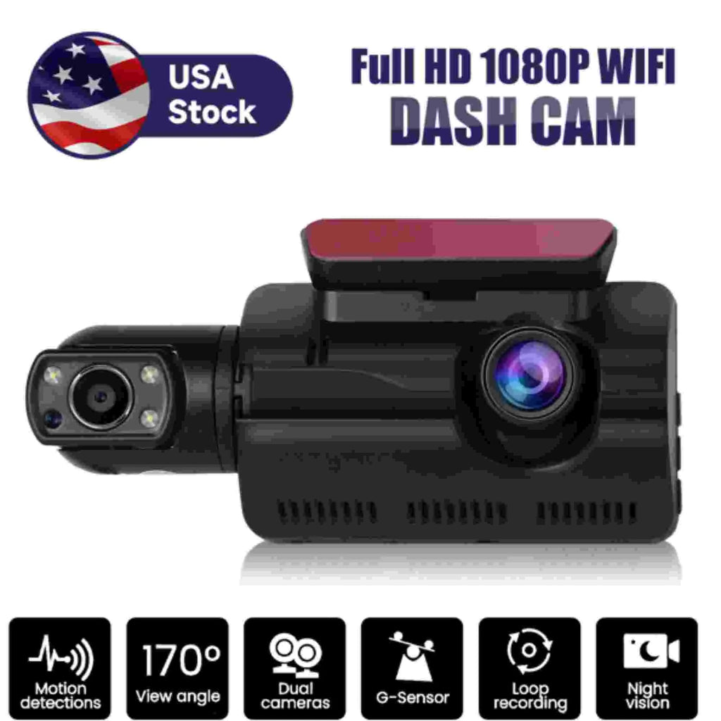 Dinling 1080P Dual Lens Car DVR Dash Cam Video Recorder G-Sensor Front and Rear Camera