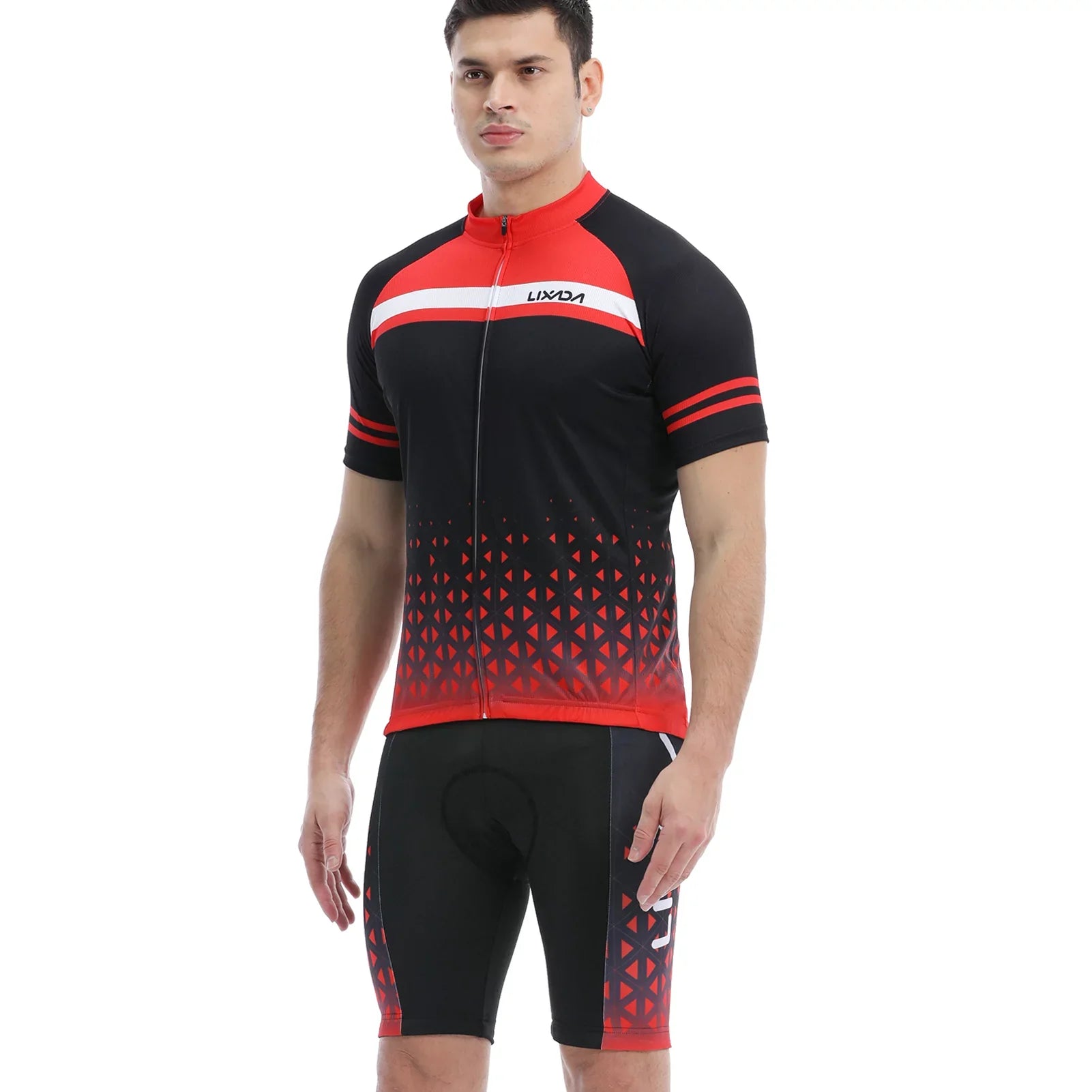 Lixada Men Cycling Jersey Set Breathable Quick- Short Sleeve and Padded Shorts MTB Cycling Outfit Set