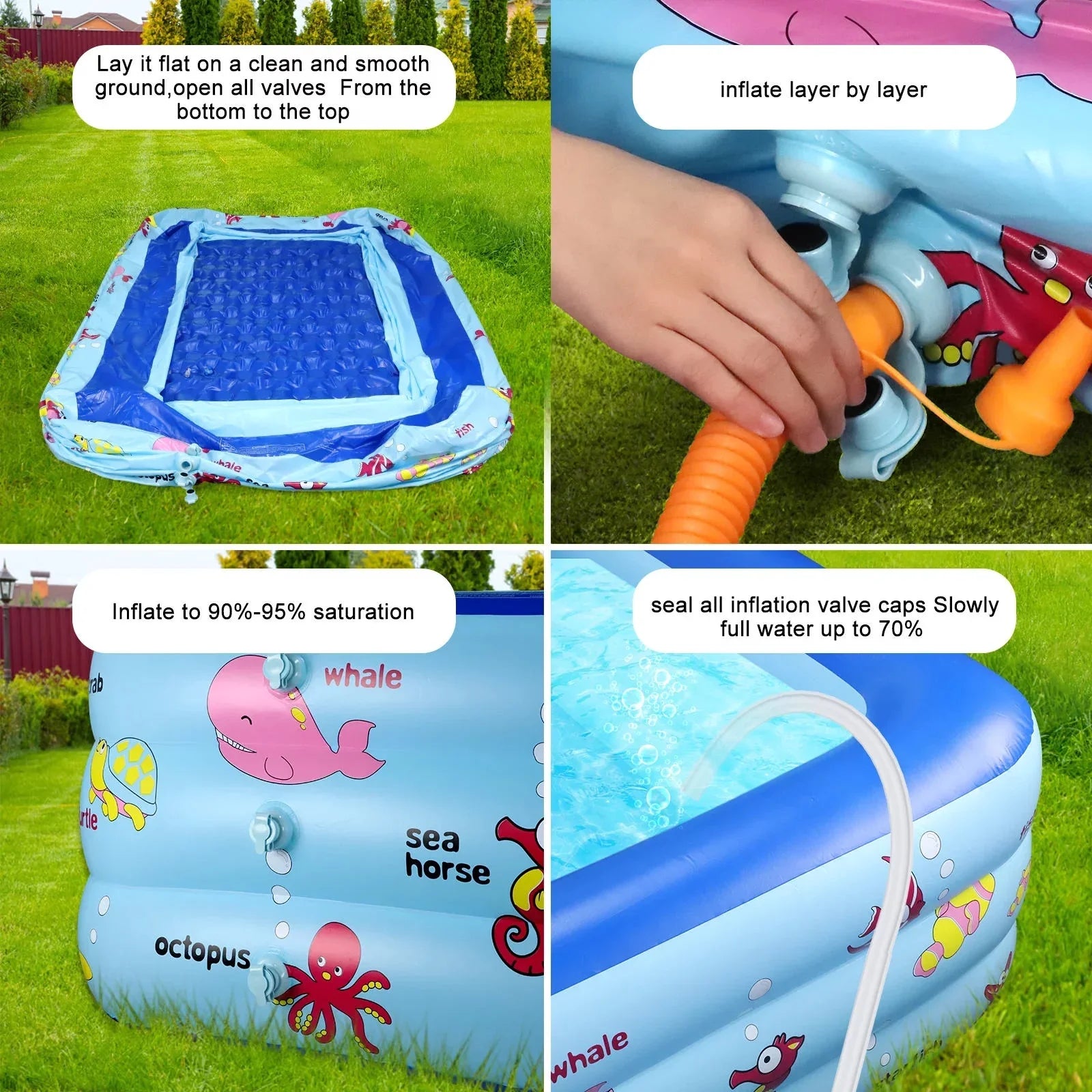 InfLatitudeable Pool 83 * 57 * 26 inch, 3-Story Large Children's Family Lounge Swimming Pool