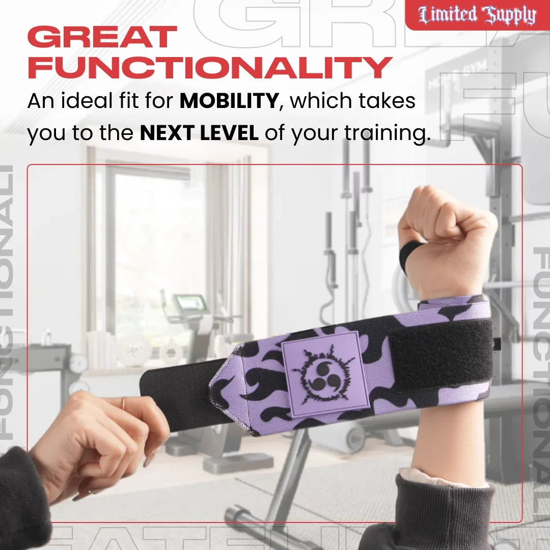 Anime Wrist Wraps 2 Pairs Bundle - 24" Lifting Straps for Men and Women - Gym Accessories Support Weightlifting, Powerlifting, Strength Training, and Improve Workout (Akat Purple Duo)