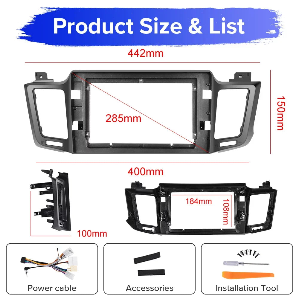 Podofo 2+32G for Toyota RAV4 2013-2019 Wireless Carplay Android Auto Mirror Link 10'' Touchdisplay Car Stereo Radio Android 12 HD 1080P WIFI GPS FM Bluetooth, AHD Backup Camera