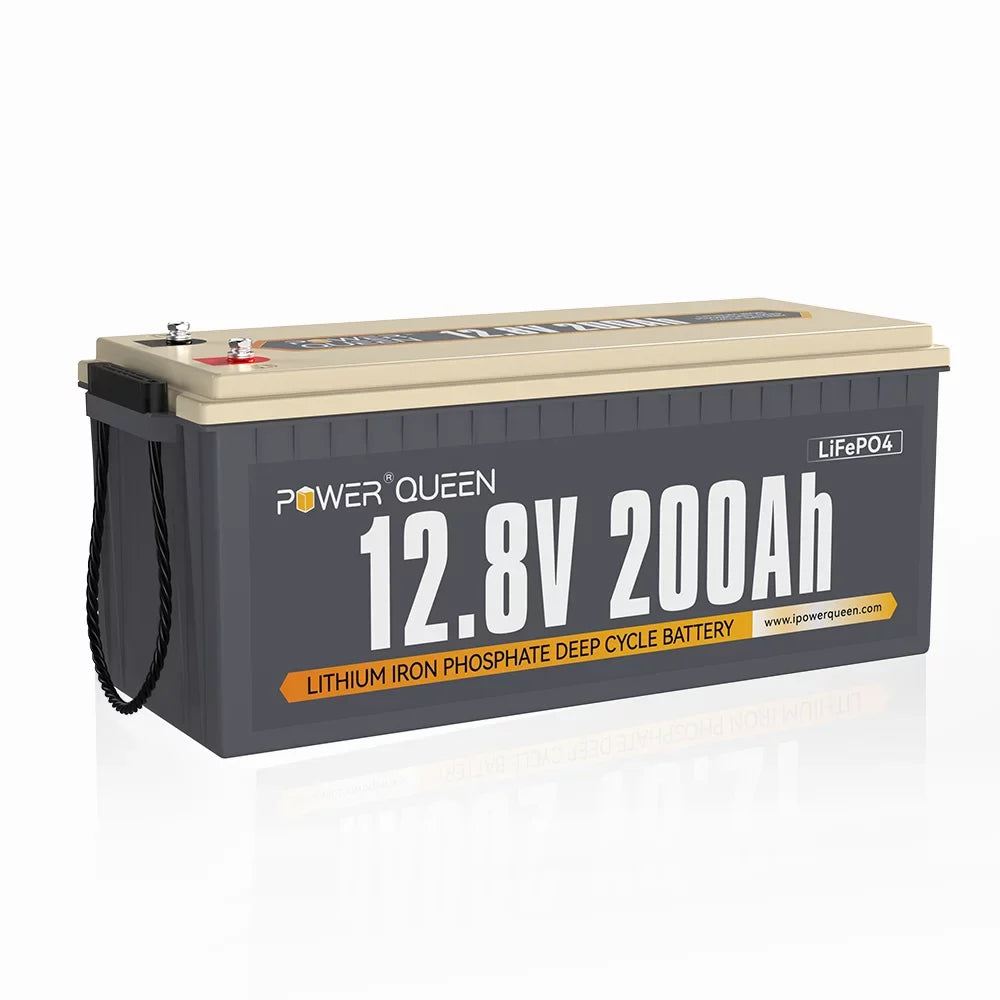 Power Queen 12.8V 200Ah LiFePO4 Battery 2560Wh 4000+ Cycles for Solar RV Camper Off-Grid