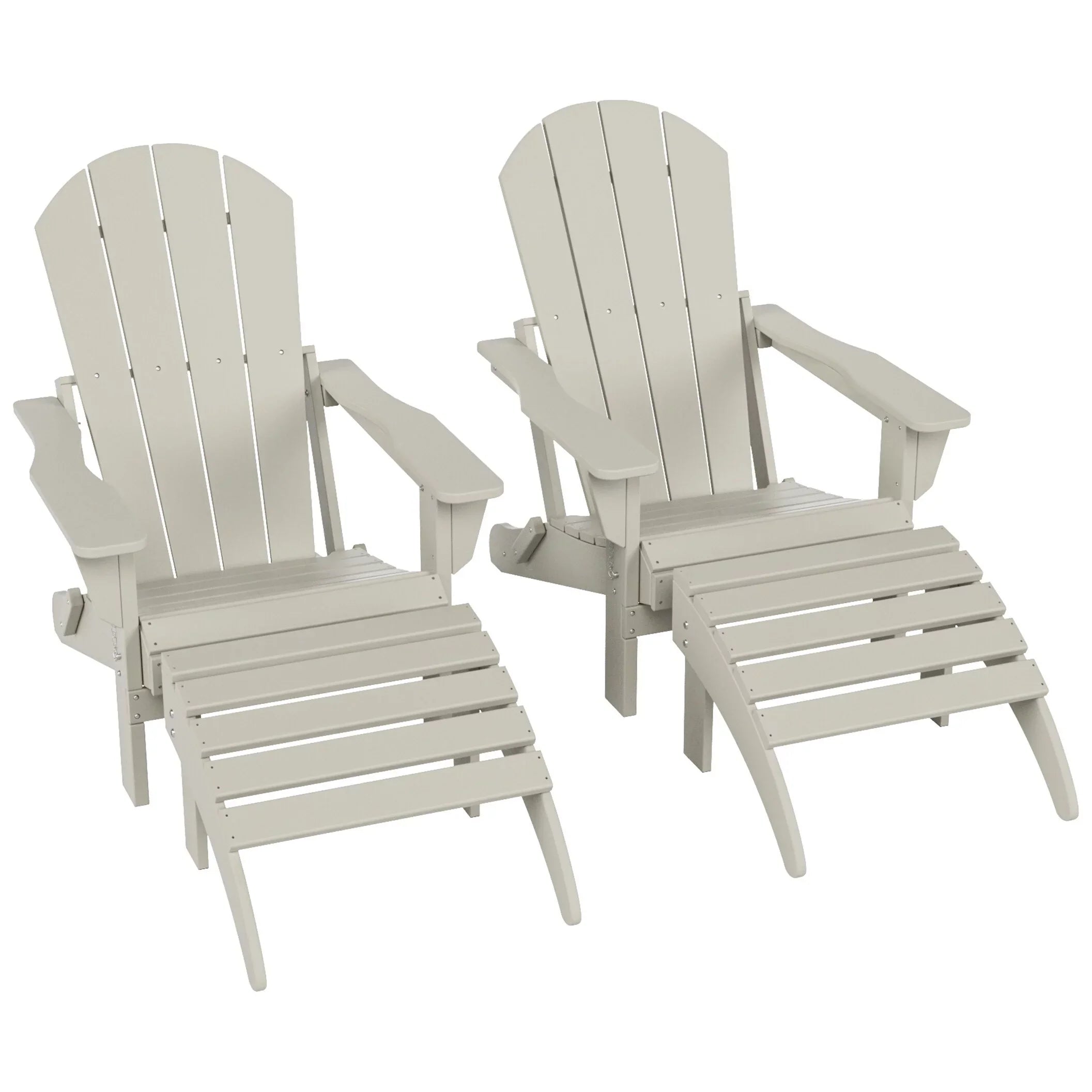 Polytrends  Laguna All Weather Poly Outdoor Patio Adirondack Chair Conversation Set - (4-Piece) Sand