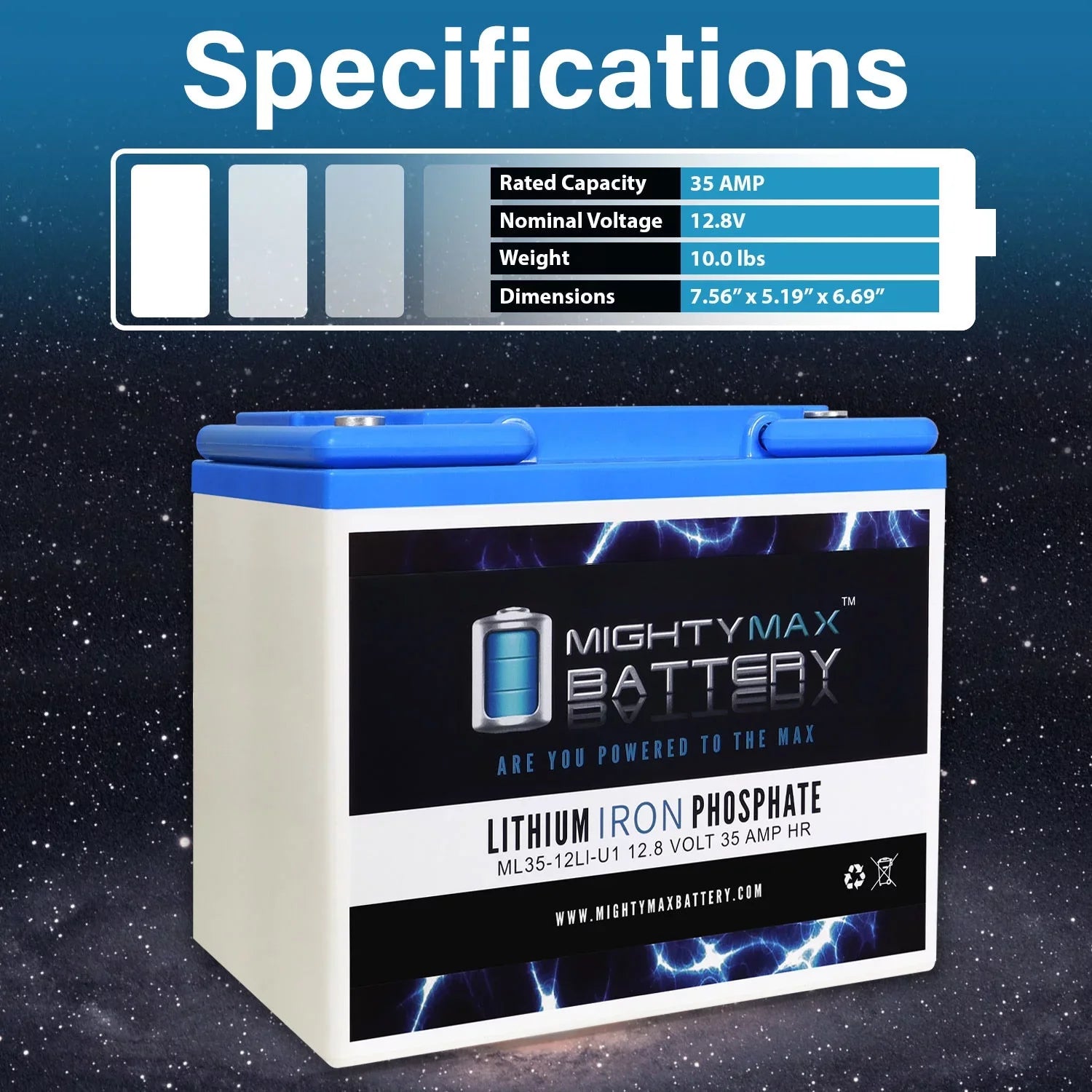12V 35AH U1 Lithium Replacement Battery compatible with Titan PWR Motorized Wheelchair - 4 Pack