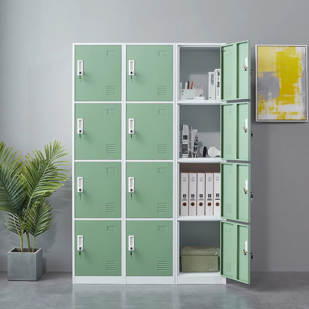 Ouyessir Locker Storage Cabinet 4-tier Metal Lockers for School, Gym, Home, Office Employee Lock Box, 71 inches High - Green