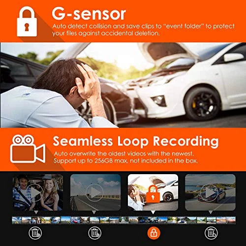 Vantrue N4 3 Channel 4K Dash Cam, 4K+1080P Front and Rear, 1440P+1440P Front and