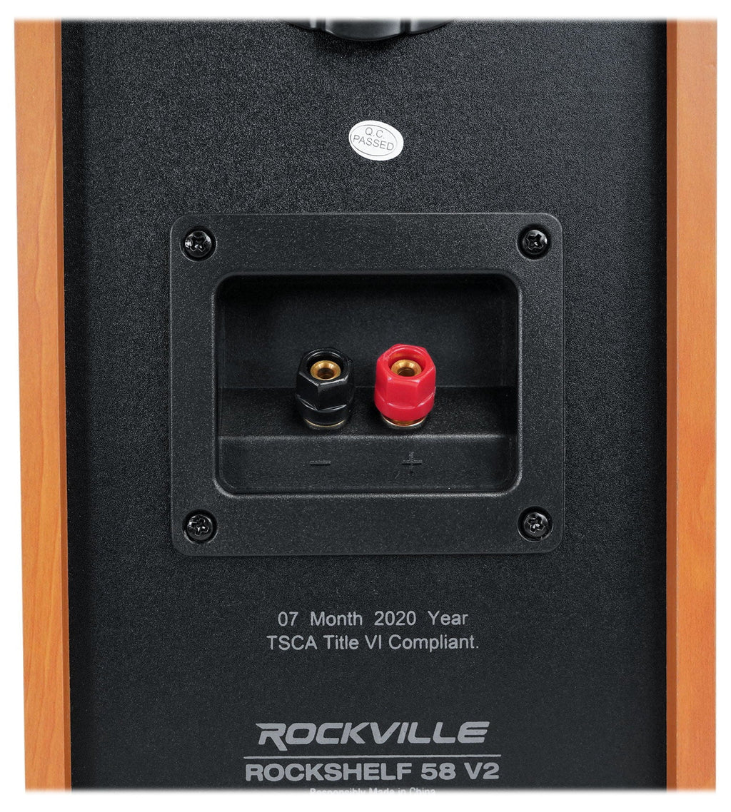 Pair Rockville RockShelf 58C Classic 5.25" Home Bookshelf Speakers w/37" Stands