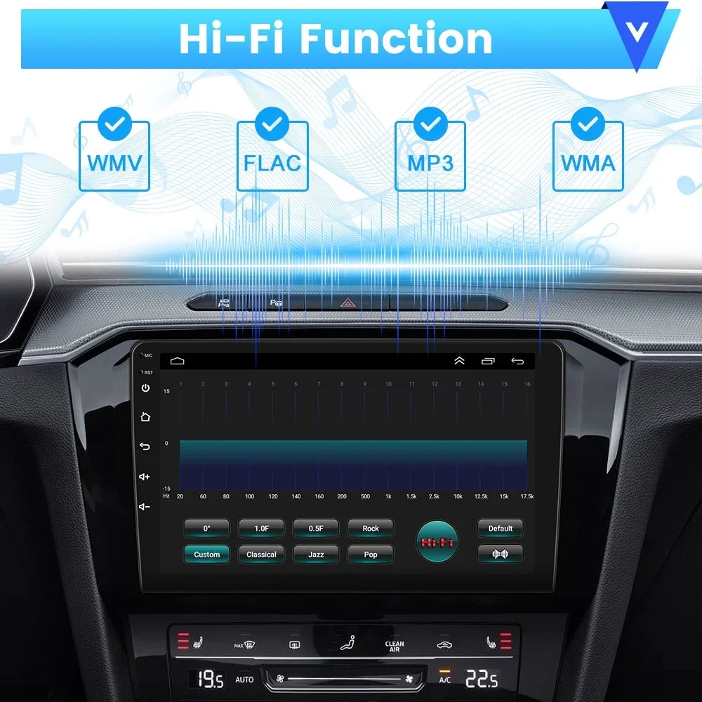 Podofo 1+16G Double DIN 9'' Touchdisplay Car Stereo Radio Wireless Carplay Android Auto Mirror Link Android 12 HD 1080P WIFI GPS FM Bluetooth, AHD Backup Camera