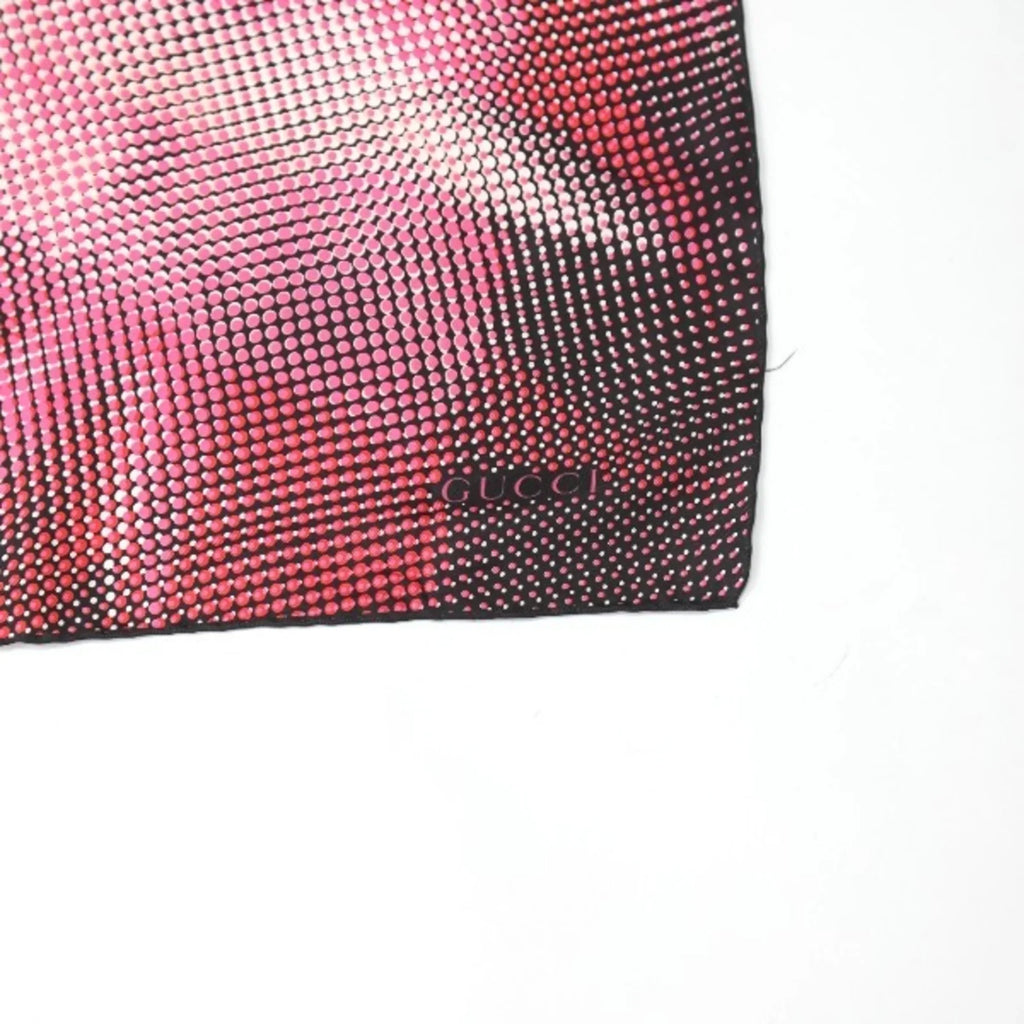 Pre-Owned GUCCI 100% Silk Scarf Dot Gucci Pink x Black (Good)