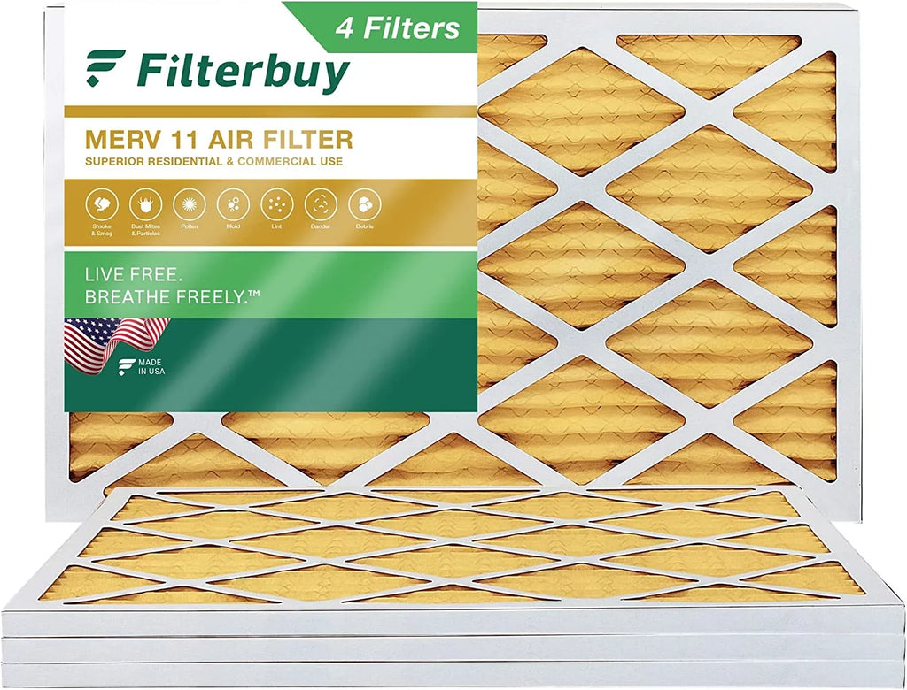 Filterbuy 10x24x1 MERV 11 Pleated HVAC AC Furnace Air Filters (4-Pack)