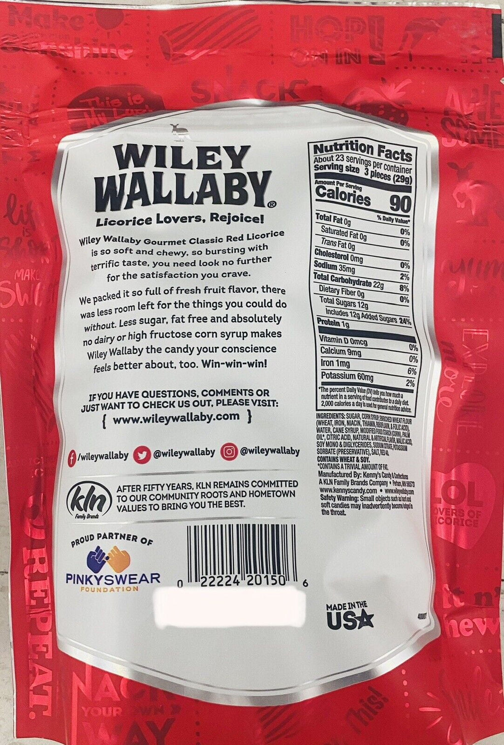 Wiley Wallaby Soft & Chewy Classic Red STRAWBERRY Licorice 24 Oz FAMILY SIZE Bag