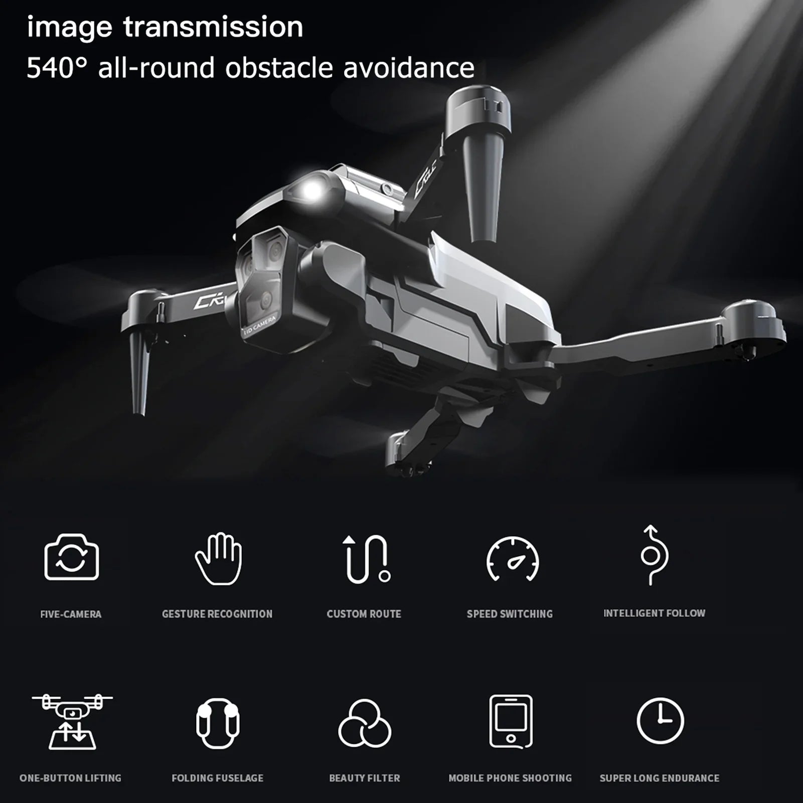 Dcenta Remote Control  with Camera 4K 3 Front Camera 2 Bottom Camera Obstacle Avoidance 5GWiFi FPV Storage Bag Package Trajectory Flight Gesture Photography Follow Flight