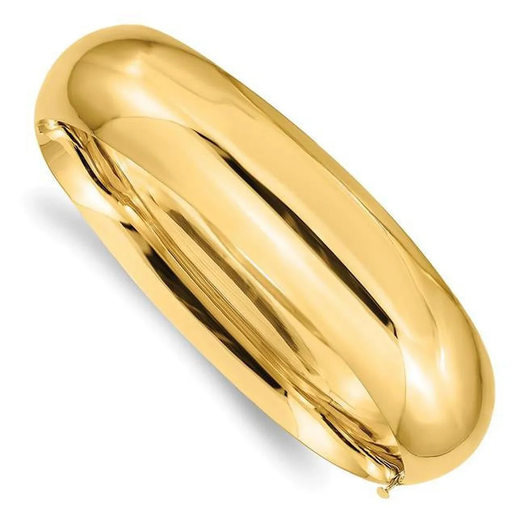 Finest Gold11-16O 14K Yellow Gold 0.687 mm Oversize High Polished Hinged Bangle Bracelet