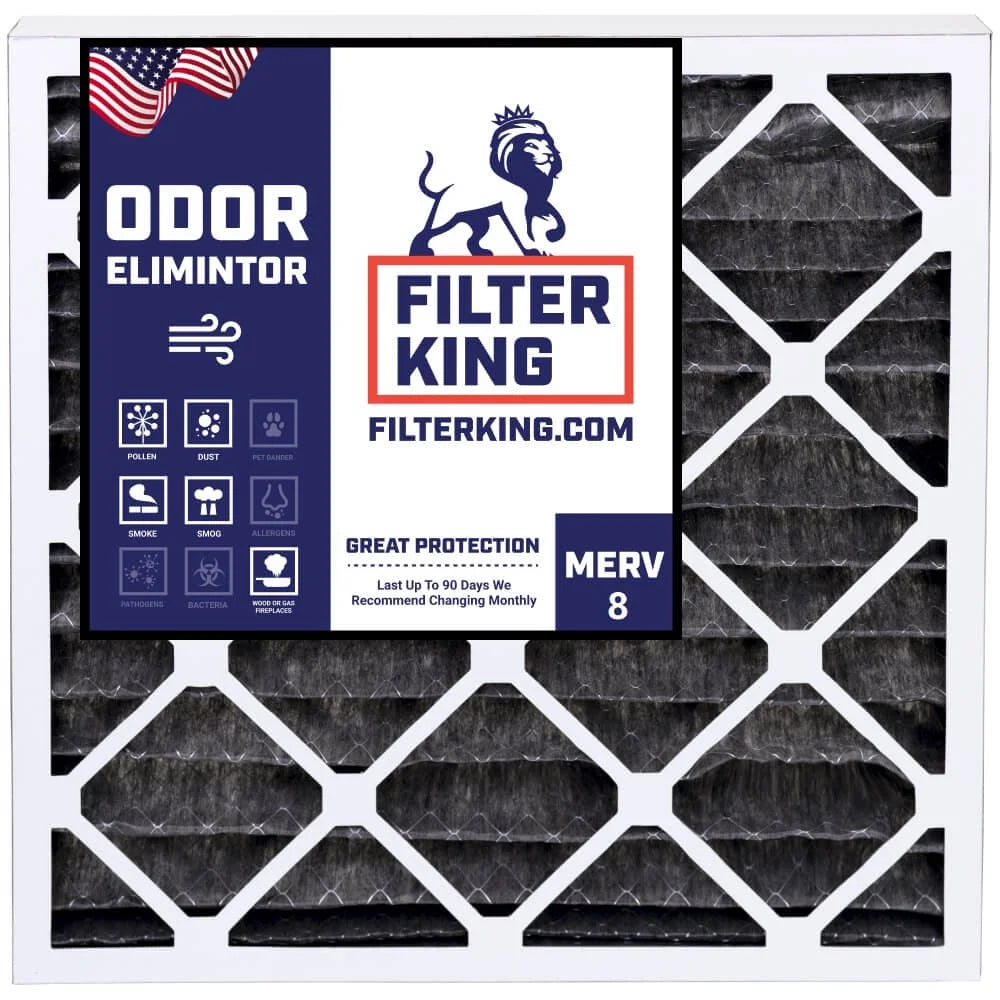 Filter King 16.5x22x1 Air Filter | 4-PACK | Carbon MERV 8 HVAC Pleated A/C Furnace Filters | MADE IN USA | Actual Size: 16.5 x 22 x .75"