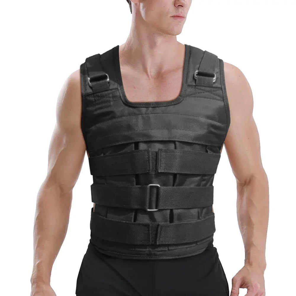 Walmeck Waistcoat, Adjustable Weighted Vest for Strength Training , 50kg Max. Load (Empty), Oxford Exercise Weight Loading